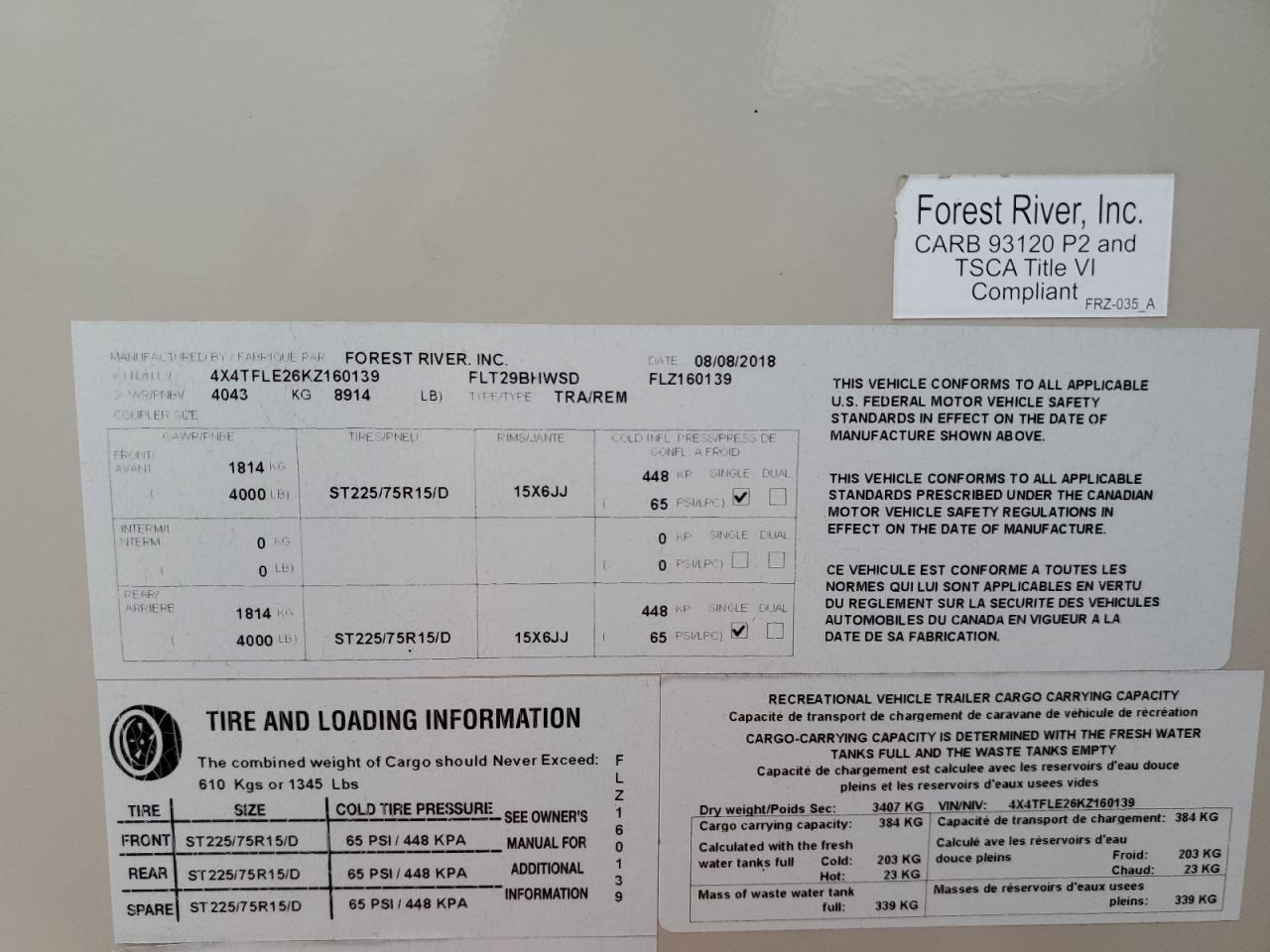 4X4TFLE26KZ160139 FLAG TRVL TRAIL 2019