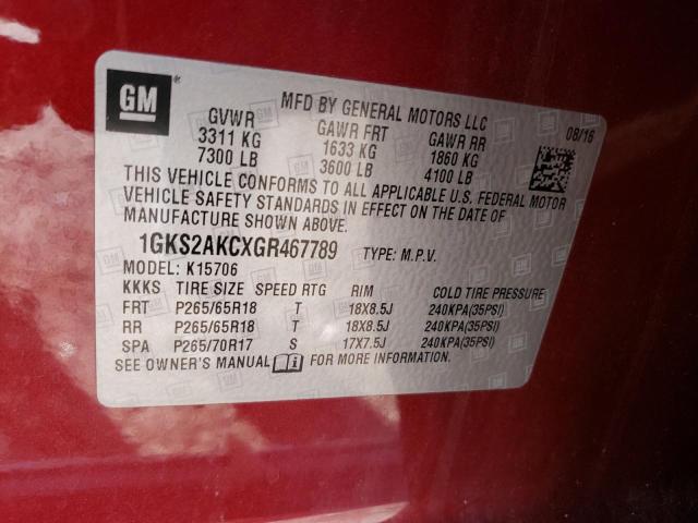 1GKS2AKCXGR467789 | 2016 GMC YUKON SLE