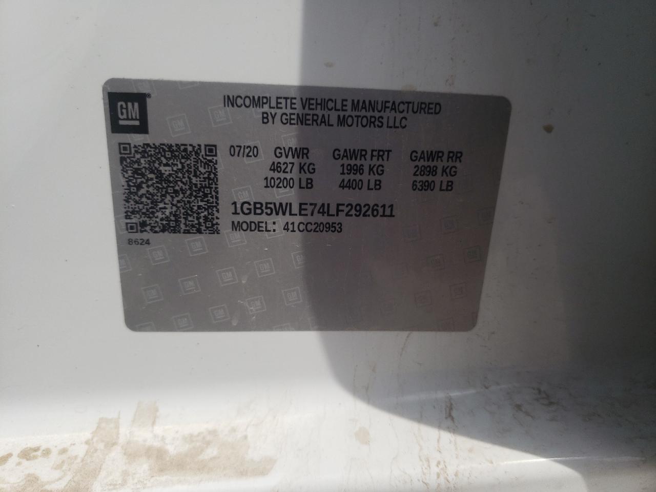1GB5WLE74LF292611 CHEVROLET ALL Models 2020
