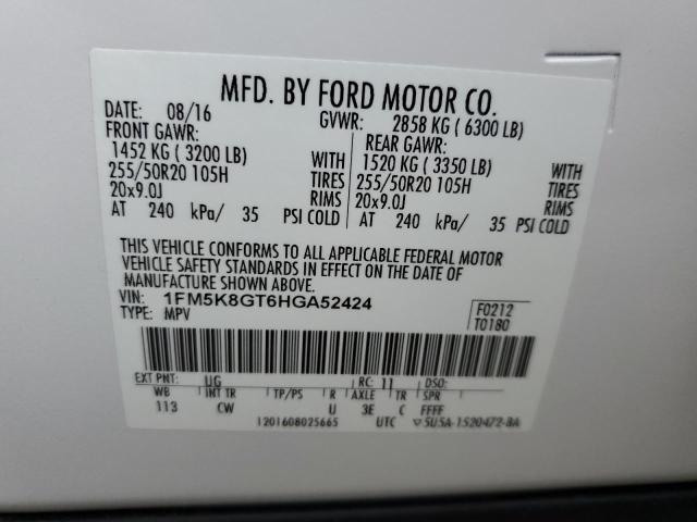 1FM5K8GT6HGA52424 Ford EXPLORER SPORT