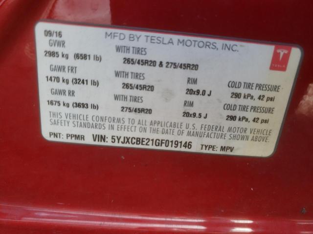 5YJXCBE21GF019146 Tesla MODEL X