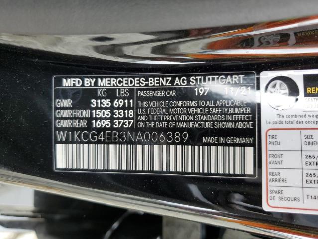 W1KCG4EB3NA006389 2022 Mercedes-Benz Eqs Sedan 580 4Matic