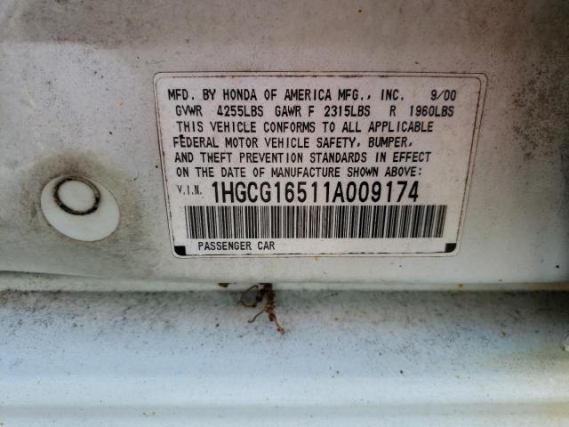 2001 Honda Accord Ex VIN: 1HGCG16511A009174 Lot: 73983743