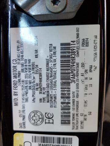 3FA6P0T94HR389114 Ford FUSION SE