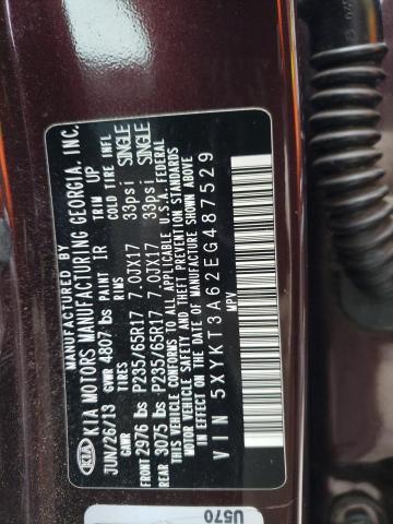 5XYKT3A62EG487529 KIA SORENTO LX