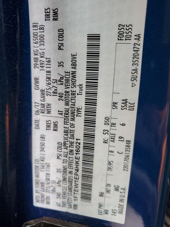 1FTEW1EP4HKE16021 FORD F-150 2017
