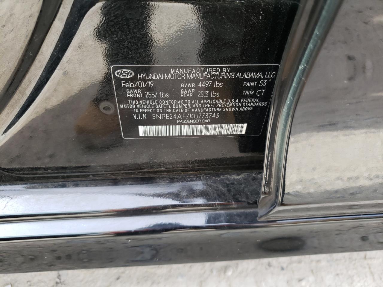 5NPE24AF7KH773743 2019 Hyundai Sonata Se