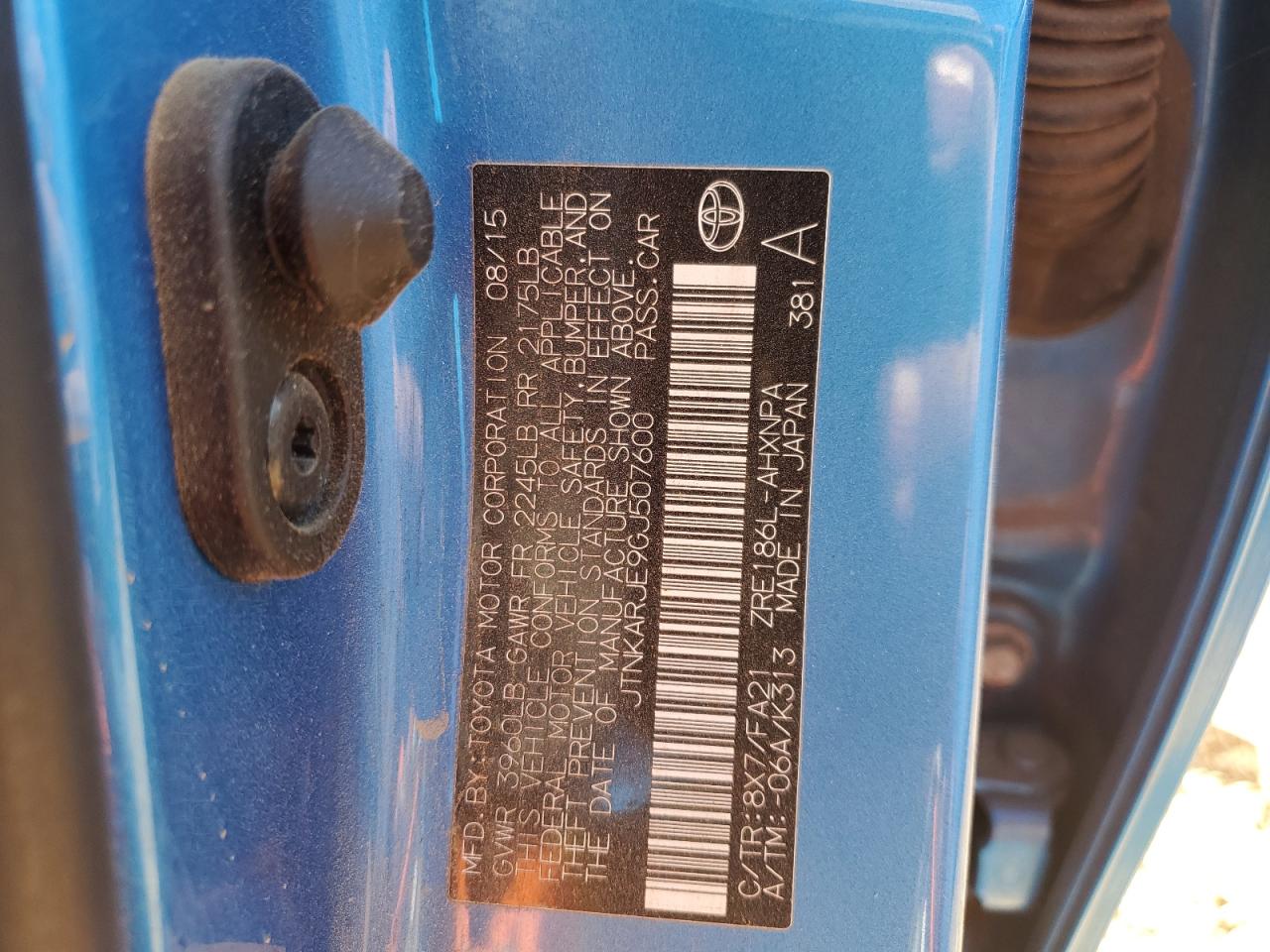 JTNKARJE9GJ507600 TOYOTA SCION 2016