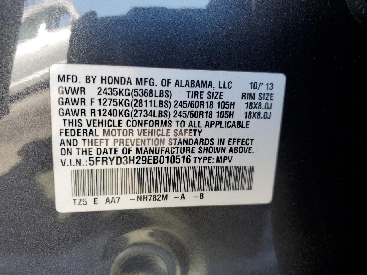 5FRYD3H29EB010516 2014 Acura Mdx