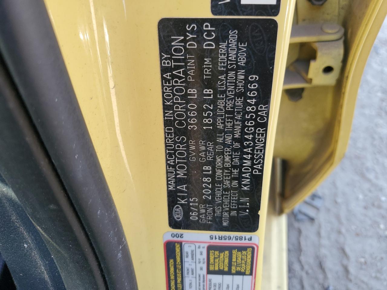 KNADM4A34G6584669 2016 Kia Rio Lx