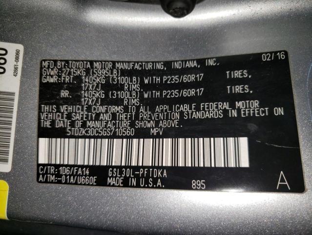 5TDZK3DC5GS710560 Toyota SIENNA