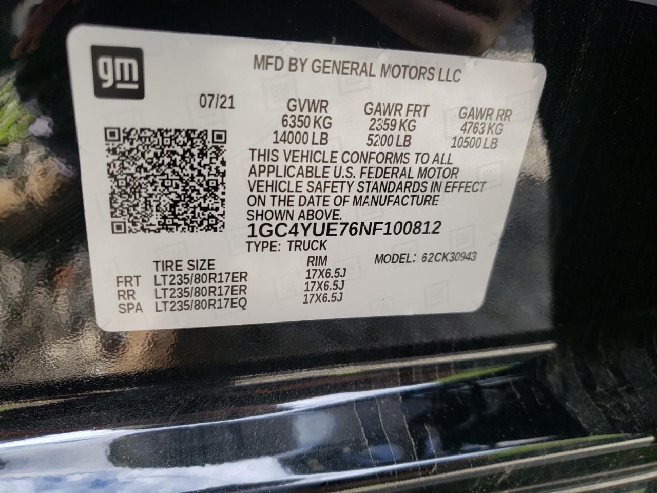 1GC4YUE76NF100812 CHEVROLET ALL Models 2022