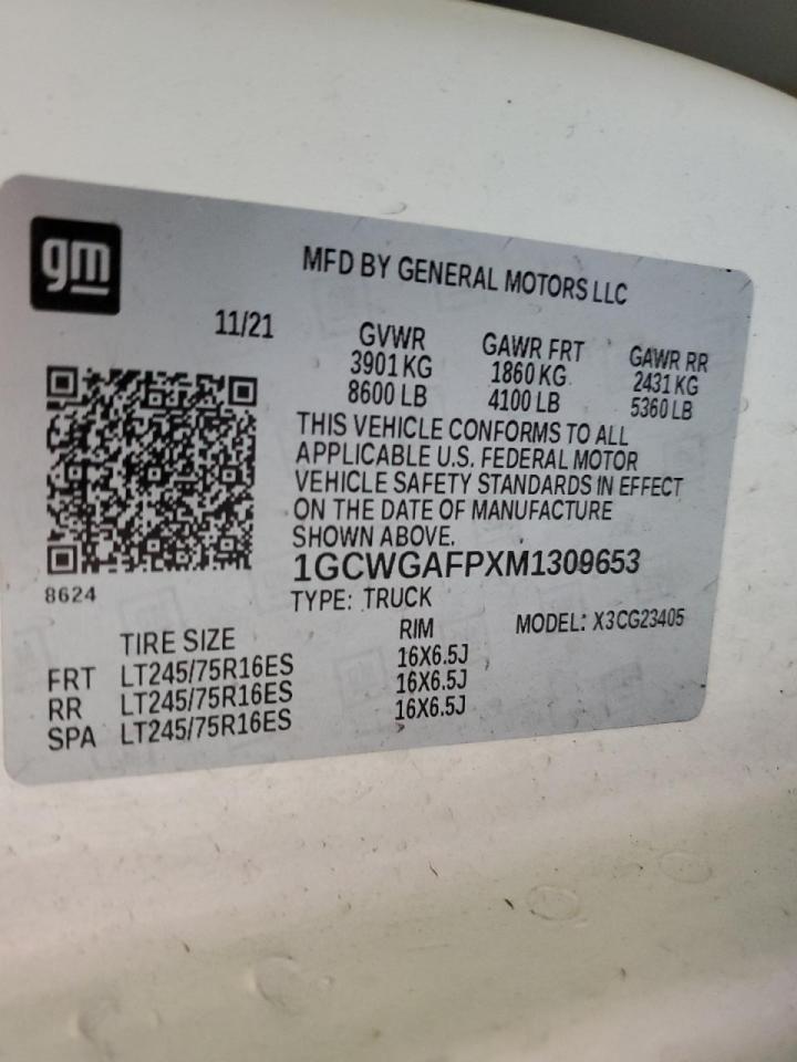 1GCWGAFPXM1309653 CHEVROLET EXPRESS 2021