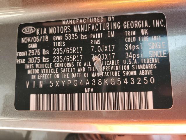 5XYPG4A38KG543250 KIA SORENTO L