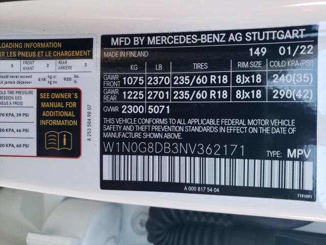 W1N0G8DB3NV362171 Mercedes-Benz GLC 300