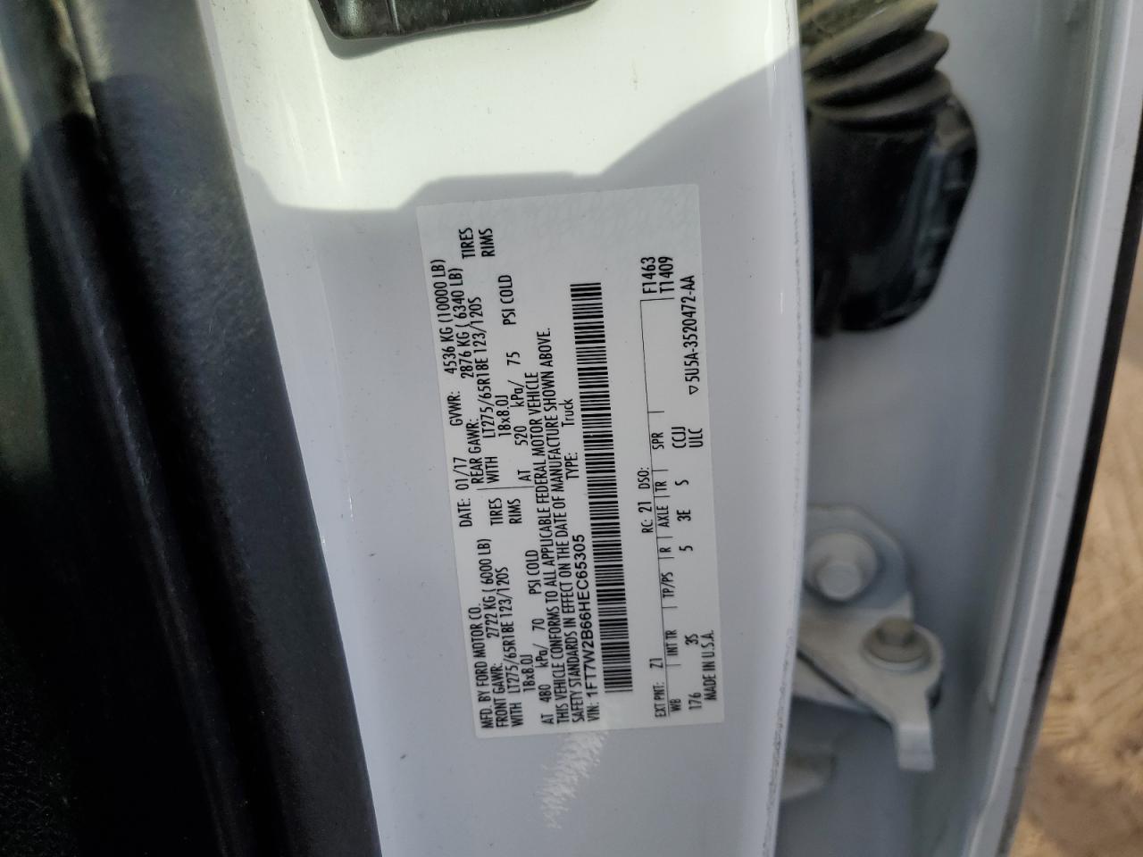 1FT7W2B66HEC65305 FORD F250 2017