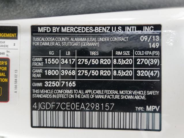 VIN 4JGDF7CE0EA298157 2014 Mercedes-Benz GL-Class, ... no.13