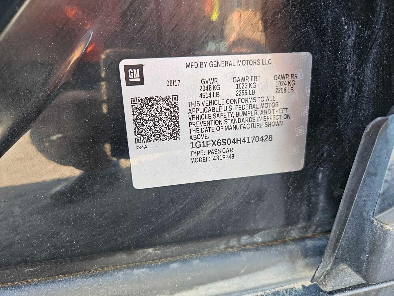 1G1FX6S04H4170428 CHEVROLET BOLT 2017