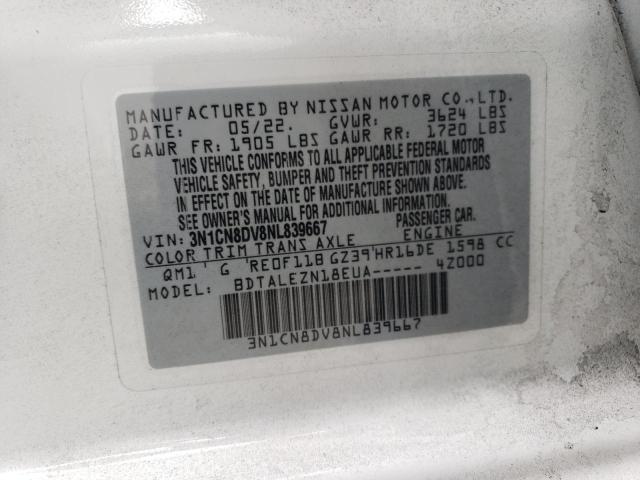 3N1CN8DV8NL839667 Nissan VERSA S