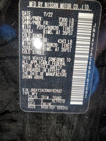 2022 NISSAN ARMADA S JN8AY2AC6N9162692