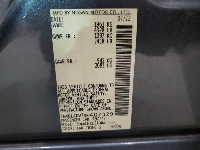 1N4BL4DV2NN407329 | 2022 NISSAN ALTIMA SV