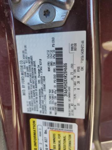 3FA6P0HDXHR284686 Ford FUSION SE