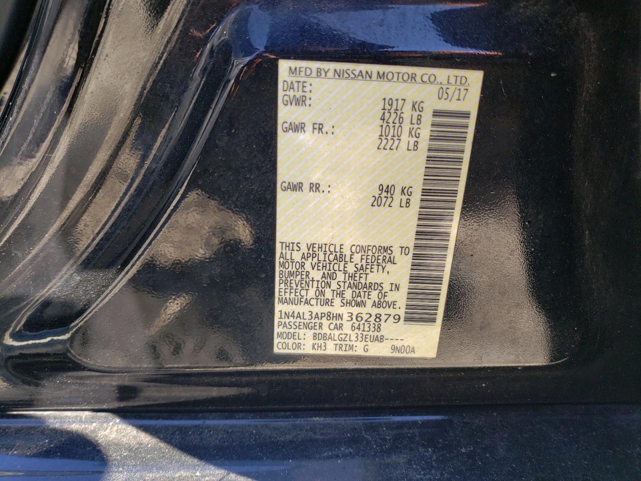 1N4AL3AP8HN362879 NISSAN ALTIMA 2017