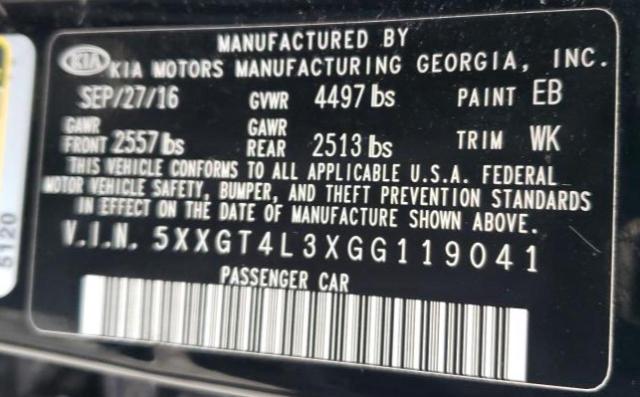 5XXGT4L3XGG119041 KIA Optima Lx