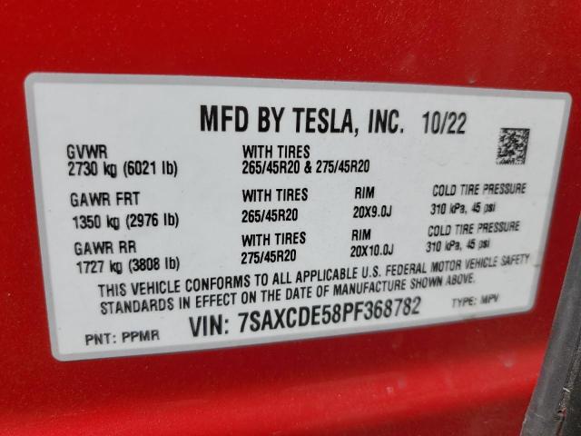 7SAXCDE58PF368782 Tesla Model X  13