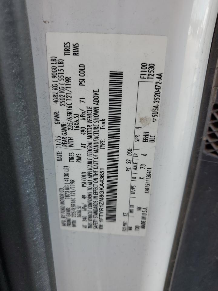 1FTYR1ZM8GKA43651 FORD TRANSIT 2016