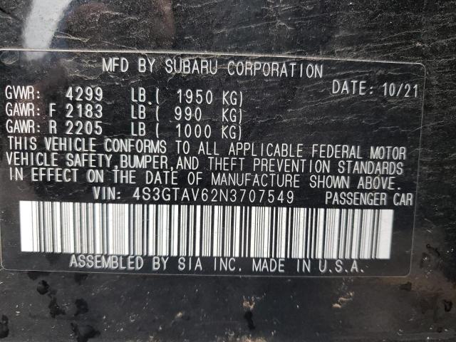 2022 Subaru Impreza Premium VIN: 4S3GTAV62N3707549 Lot: 72222953