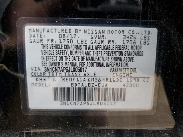 3N1CN7AP5JL805017 | 2018 NISSAN VERSA S