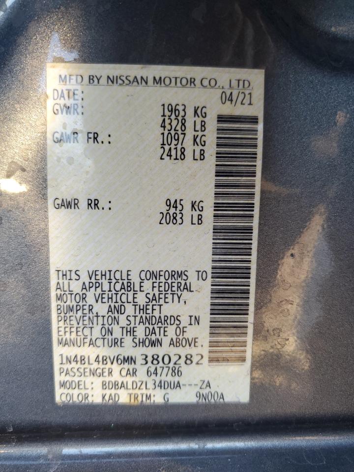 1N4BL4BV6MN380282 NISSAN ALTIMA 2021
