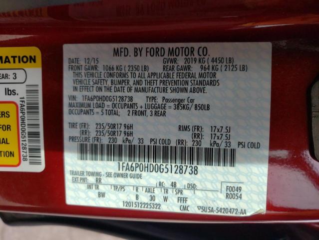 1FA6P0HD0G5128738 | 2016 FORD FUSION S