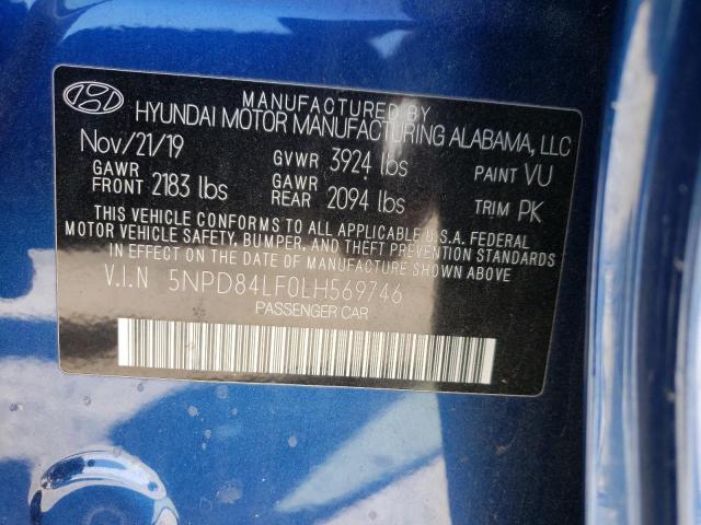 5NPD84LF0LH569746 | 2020 HYUNDAI ELANTRA SE