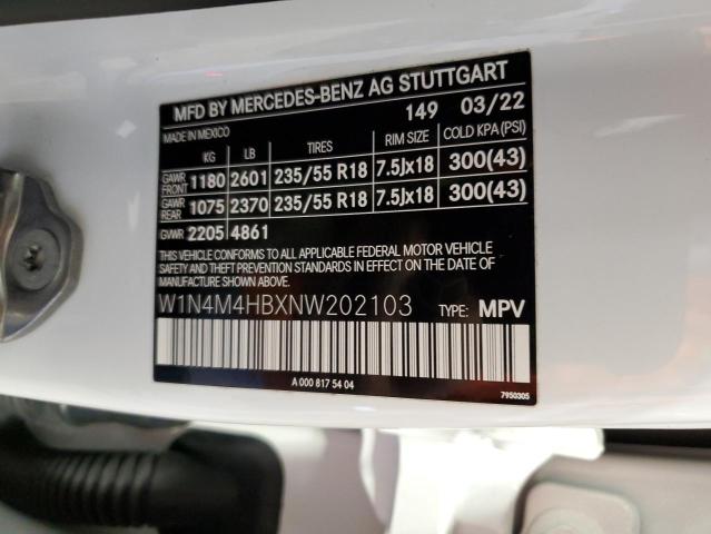 W1N4M4HBXNW202103 Mercedes-Benz Glb 250 4matic