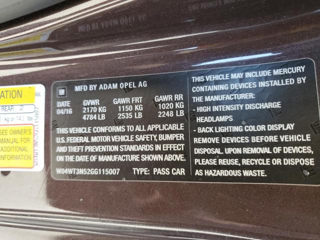 2016 BUICK CASCADA PR - W04WT3N52GG115007