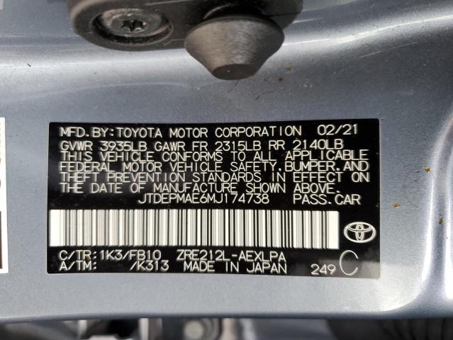 2021 TOYOTA COROLLA LE - JTDEPMAE6MJ174738
