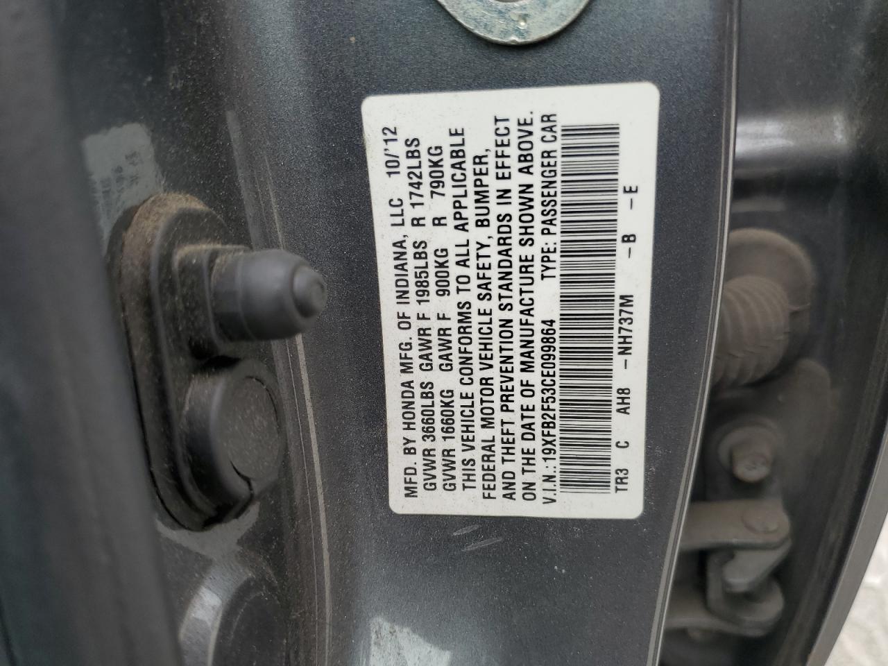 19XFB2F53CE099864 2012 Honda Civic Lx