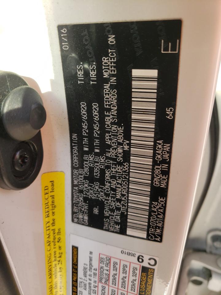 JTEZU5JR0G5121366 TOYOTA 4RUNNER 2016