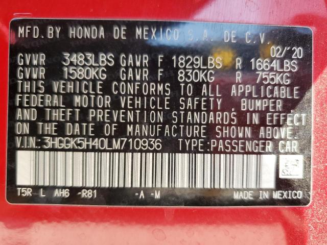 3HGGK5H40LM710936 Honda FIT LX