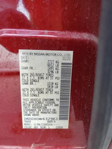 1N6ED1EK1NN632961 2022 Nissan Frontier S