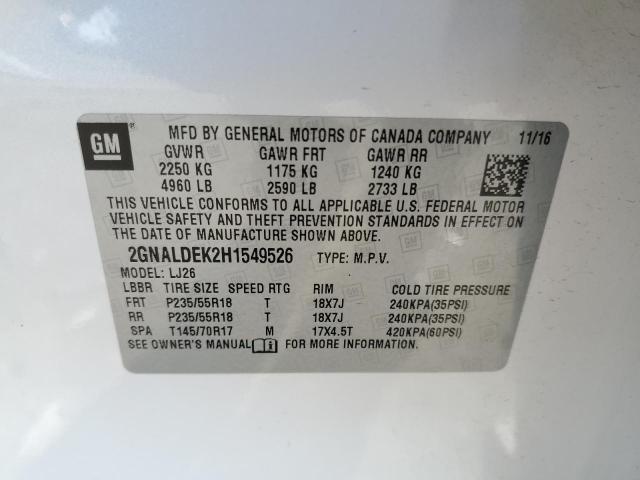 2017 CHEVROLET EQUINOX PR - 2GNALDEK2H1549526