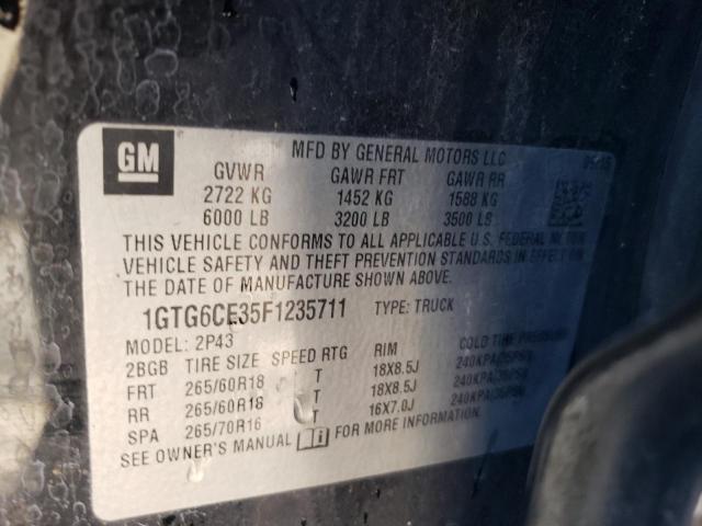 1GTG6CE35F1235711 GMC CANYON SLT