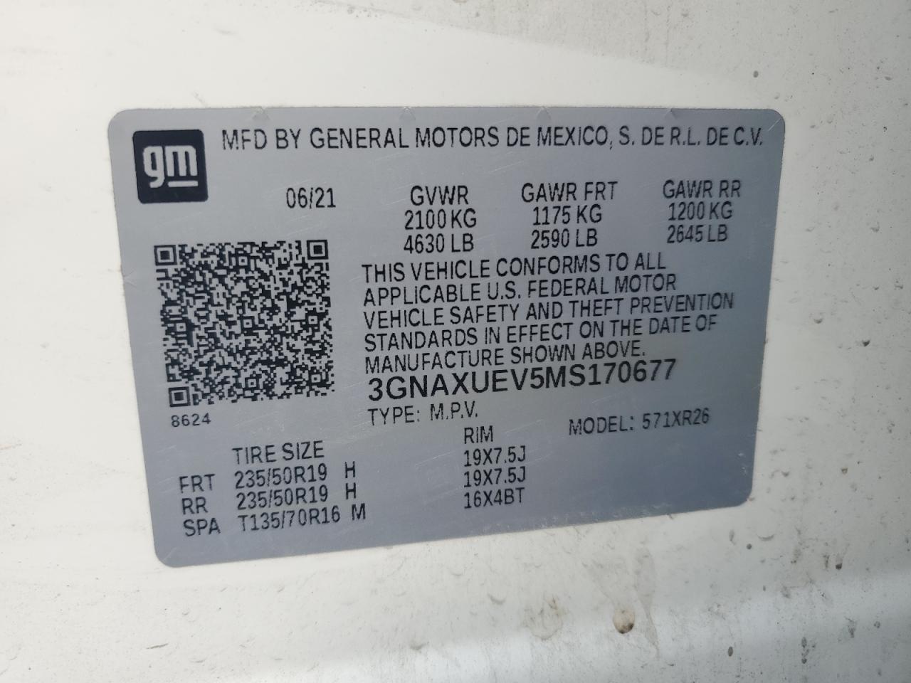 3GNAXUEV5MS170677 CHEVROLET EQUINOX 2021
