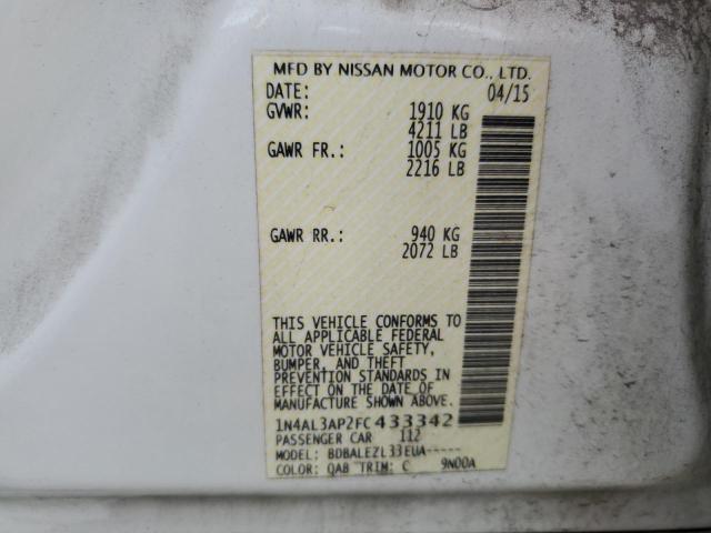 1N4AL3AP2FC433342 Nissan ALTIMA 2.5