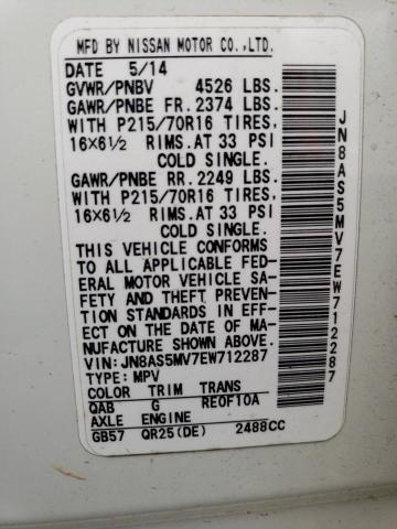 JN8AS5MV7EW712287 Nissan Rogue Select S