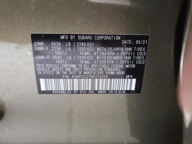 4S4BTGLD7M3225958 Subaru Outback Onyx Edition Xt