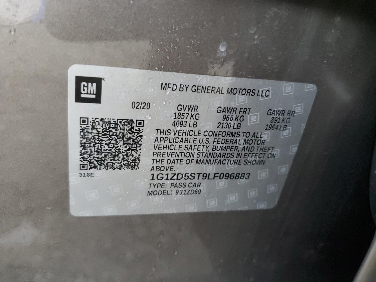 1G1ZD5ST9LF096883 CHEVROLET MALIBU 2020