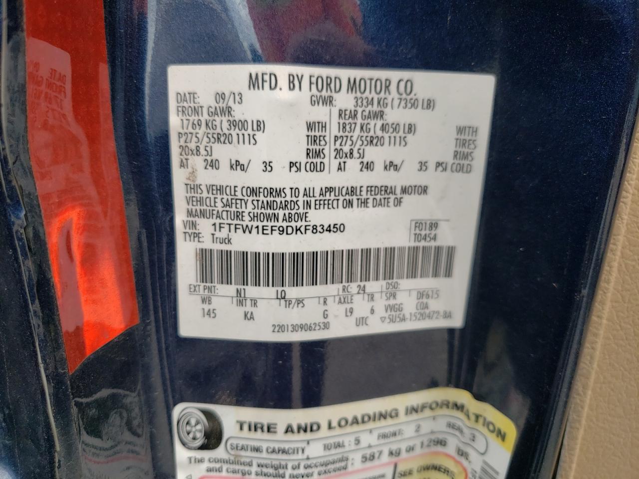 1FTFW1EF9DKF83450 2013 Ford F150 Supercrew 1FTFW1EF9DKF83450 2013 Ford F150 Supercrew